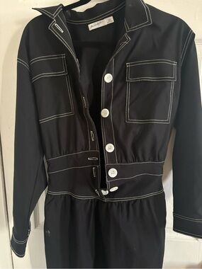 The Line by K Black Utility Jacket with White Contrast Stitching